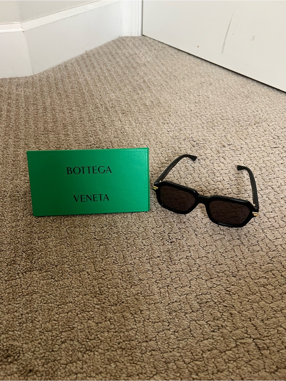 Bottega Veneta Black Sunglasses with Gold Accents